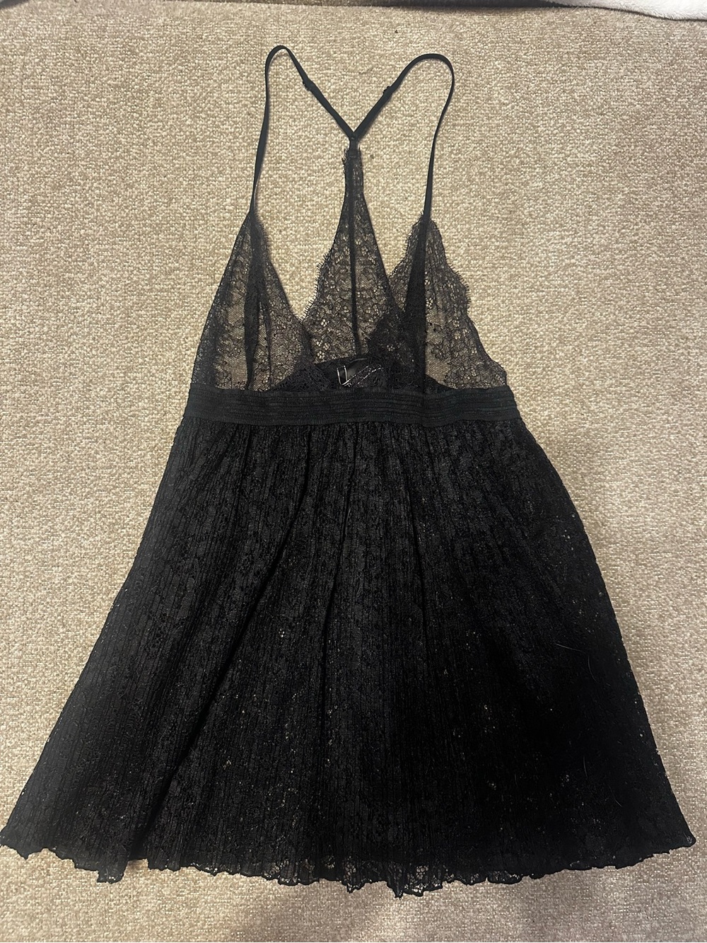 Victoria’s Secret Pleated Black Lace Babydoll Lingerie Slip Nightie Size M